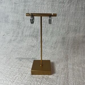 Vintage Silver Textured Dual Huggie Small Hoop Clasp Back Preppy Streetwear Y2K‎